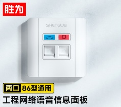 工程級語音信息面板雙口 二位網(wǎng)線插座 勝為通用86型網(wǎng)絡(luò)面板電腦網(wǎng)絡(luò)插座信息電話模塊 CSIP302H